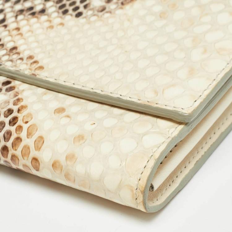 Pre Owned Tom Ford Beige Python Flap Wallet on Chain