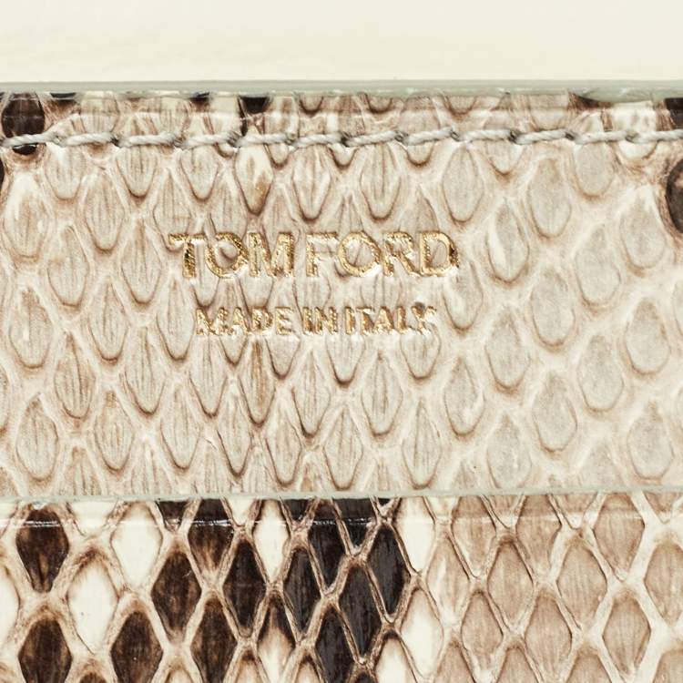 Pre Owned Tom Ford Beige Python Flap Wallet on Chain