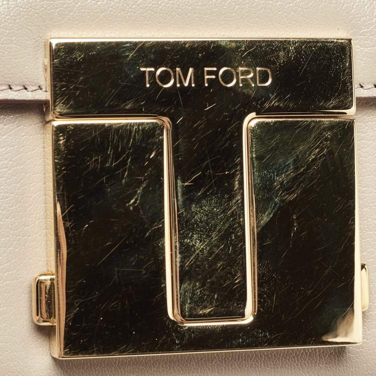 Pre Owned Tom Ford Beige Leather T Clasp Crossbody Bag