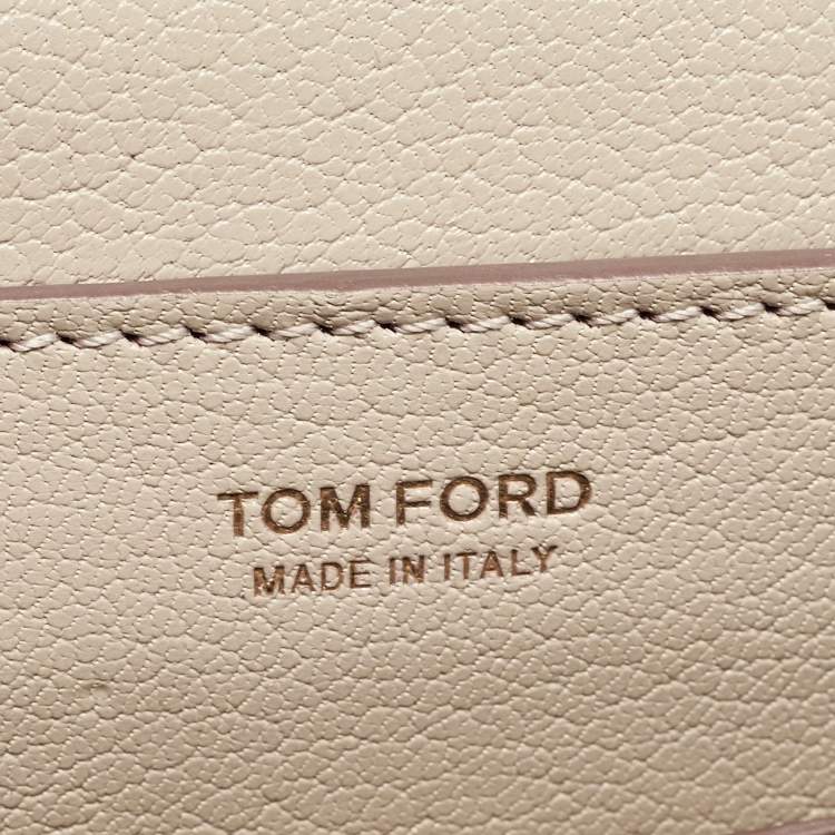 Pre Owned Tom Ford Beige Leather T Clasp Crossbody Bag