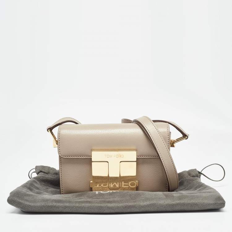 Pre Owned Tom Ford Beige Leather T Clasp Crossbody Bag