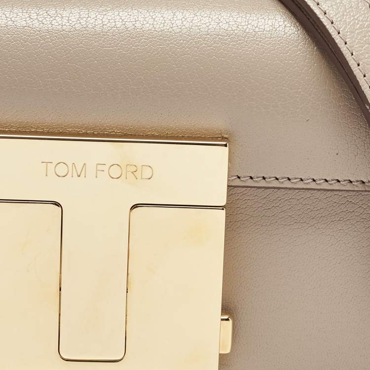 Pre Owned Tom Ford Beige Leather T Clasp Crossbody Bag