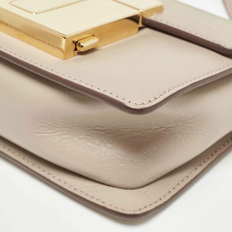Pre Owned Tom Ford Beige Leather T Clasp Crossbody Bag
