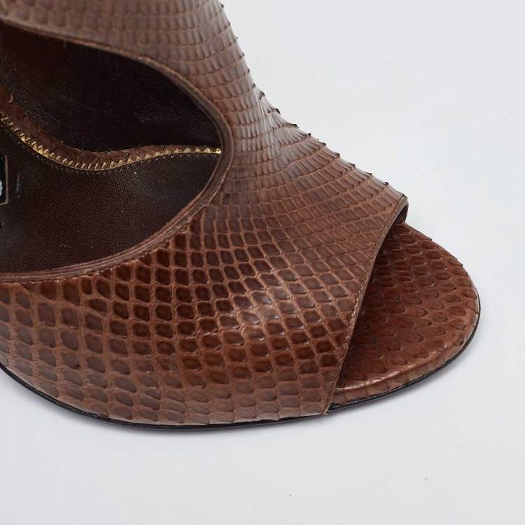 Pre Owned Tom Ford Brown Python Peep Toe Pumps Pumps Size 38