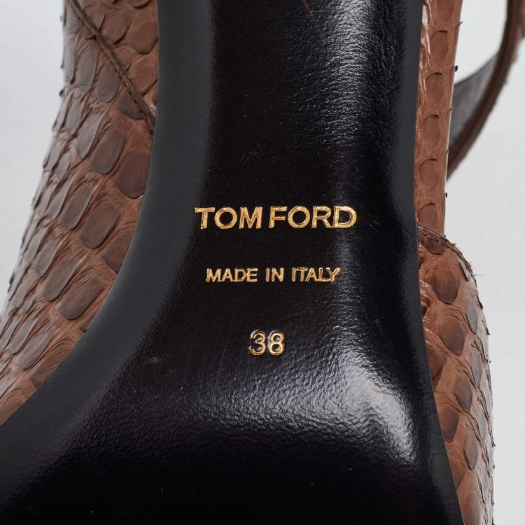 Pre Owned Tom Ford Brown Python Peep Toe Pumps Pumps Size 38
