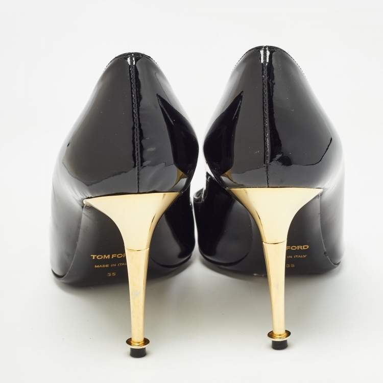Pre Owned Tom Ford Black Patent Leather Pointed Toe Pumps Size 35