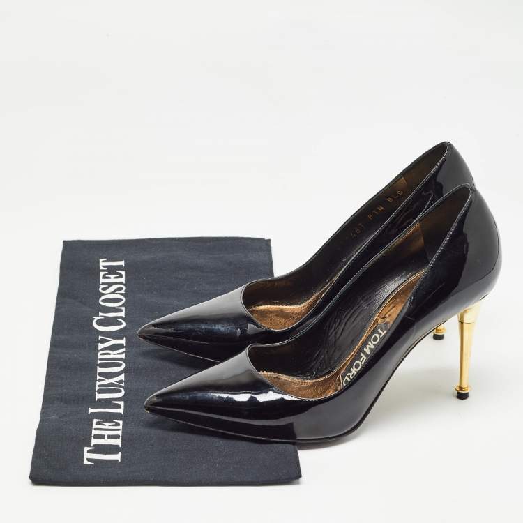 Pre Owned Tom Ford Black Patent Leather Pointed Toe Pumps Size 35