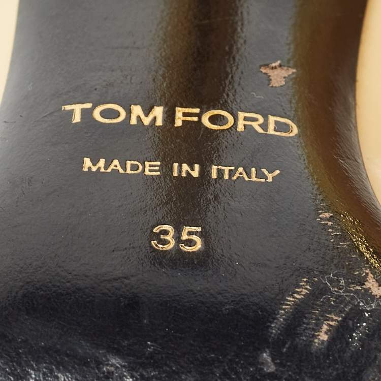Pre Owned Tom Ford Beige Patent Leather Pointed Pumps Size 35