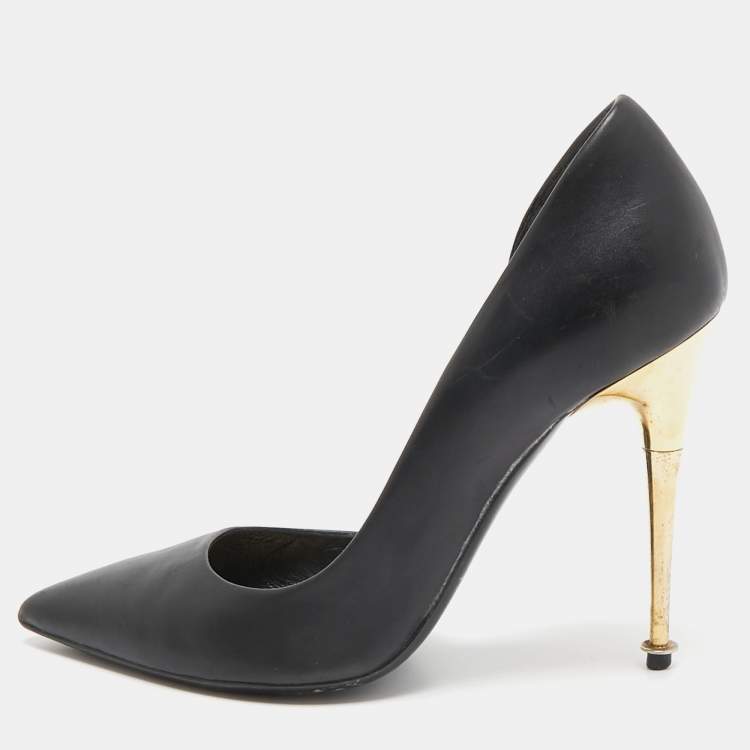 Pre Owned Tom Ford Black Leather D'Orsay Pumps Size 36