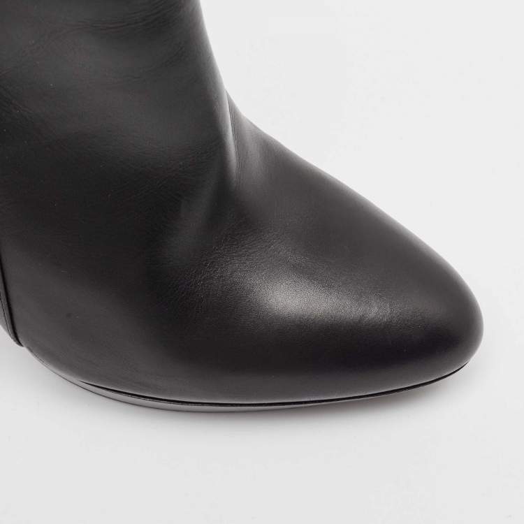 Pre Owned Tom Ford Black Leather Platform Ankle Booties Size 39