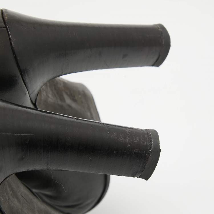 Pre Owned Tom Ford Black Leather Knee Length Boots Size 38