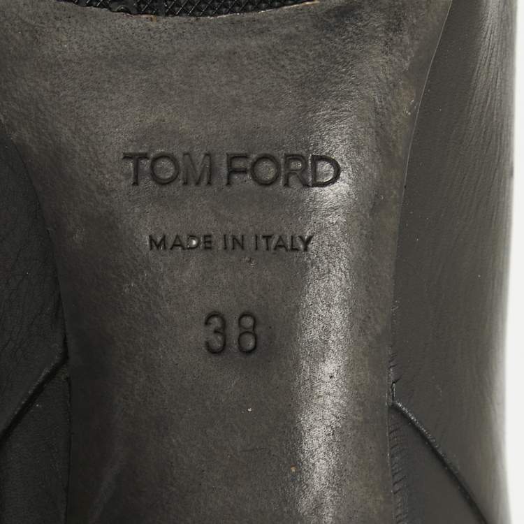 Pre Owned Tom Ford Black Leather Knee Length Boots Size 38