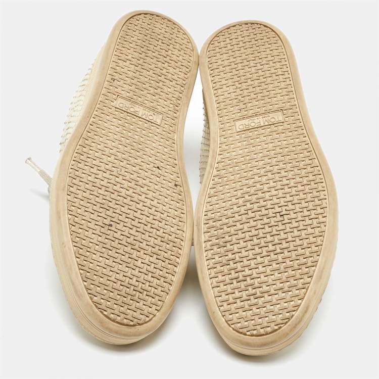 Pre Owned Tom Ford Cream Python Leather Low Top Sneakers Size 38