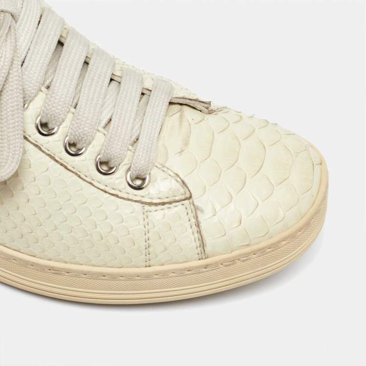 Pre Owned Tom Ford Cream Python Leather Low Top Sneakers Size 38