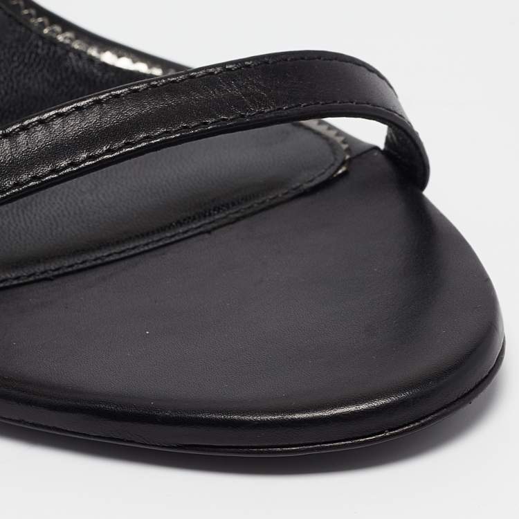Pre Owned Tom Ford Black Leather Padlock Ankle Wrap Sandals 40