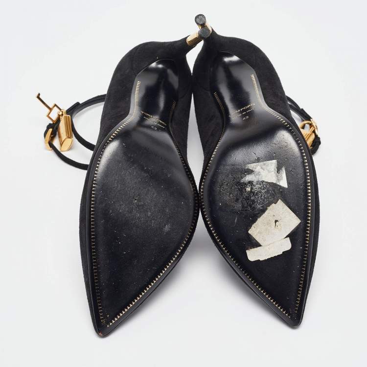Pre Owned Tom Ford Black Suede Padlock Mary Jane Pumps Size 42