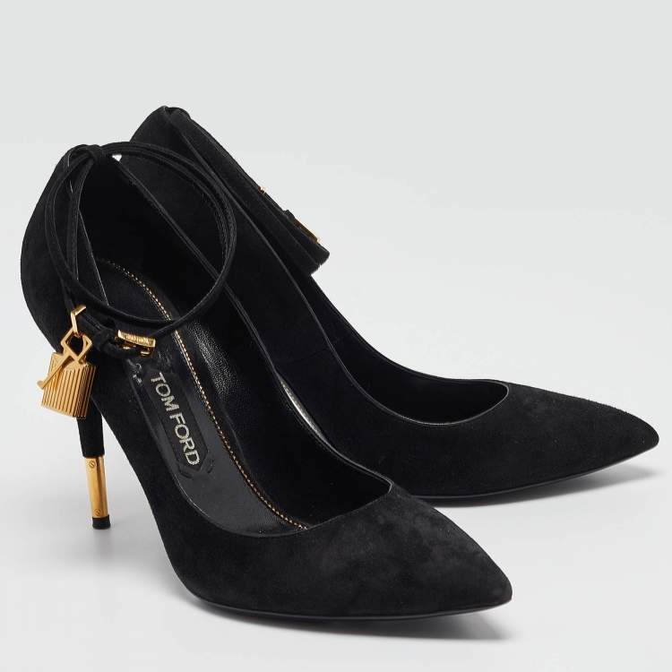 Pre Owned Tom Ford Black Suede Padlock Mary Jane Pumps Size 42