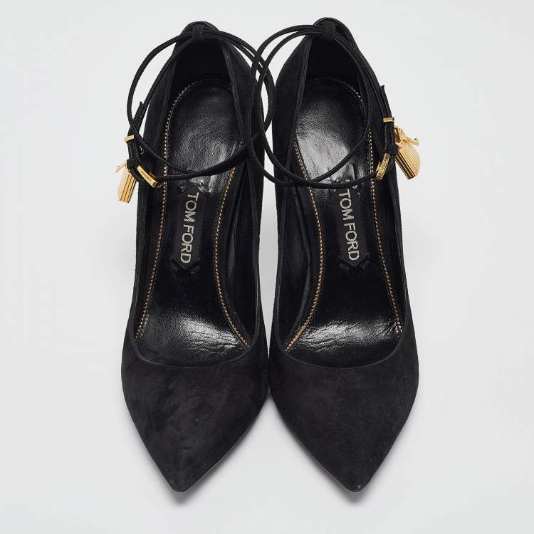 Pre Owned Tom Ford Black Suede Padlock Mary Jane Pumps Size 42