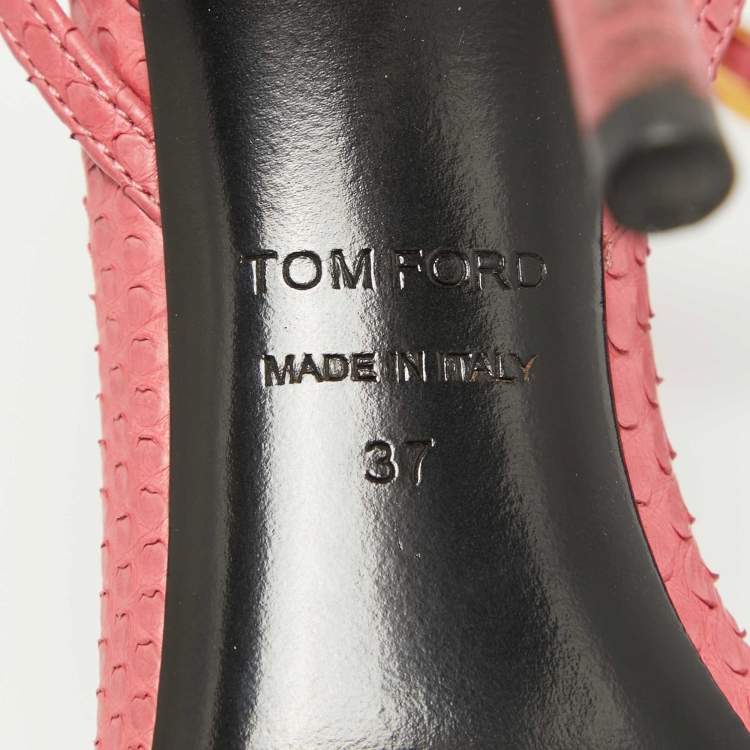 Pre Owned Tom Ford Pink Python Padlock Ankle Strap Sandals Size 37