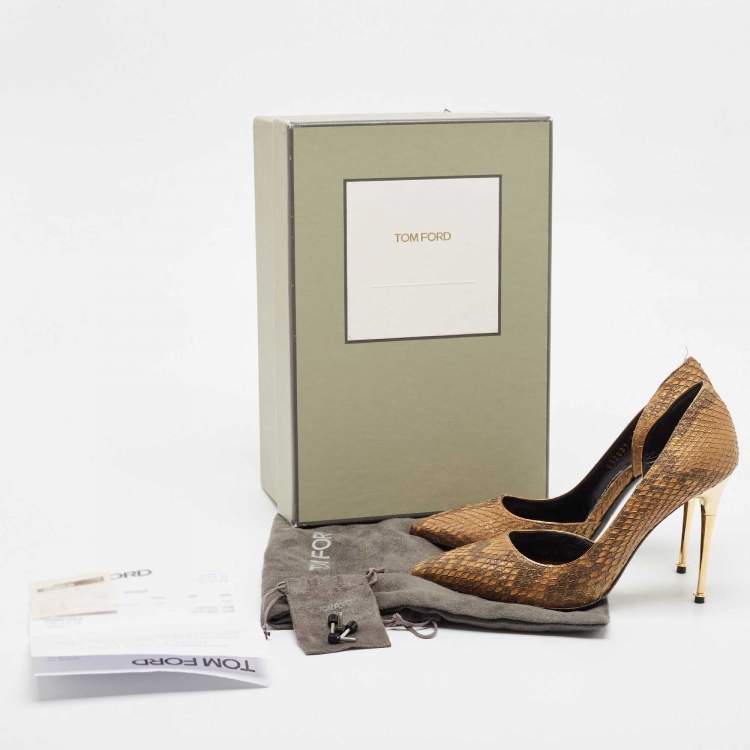 Pre Owned Tom Ford Brown Python Leather D'orsay Pumps Size 37.5