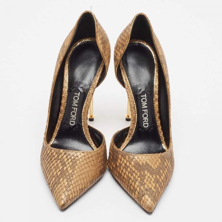 Pre Owned Tom Ford Brown Python Leather D'orsay Pumps Size 37.5