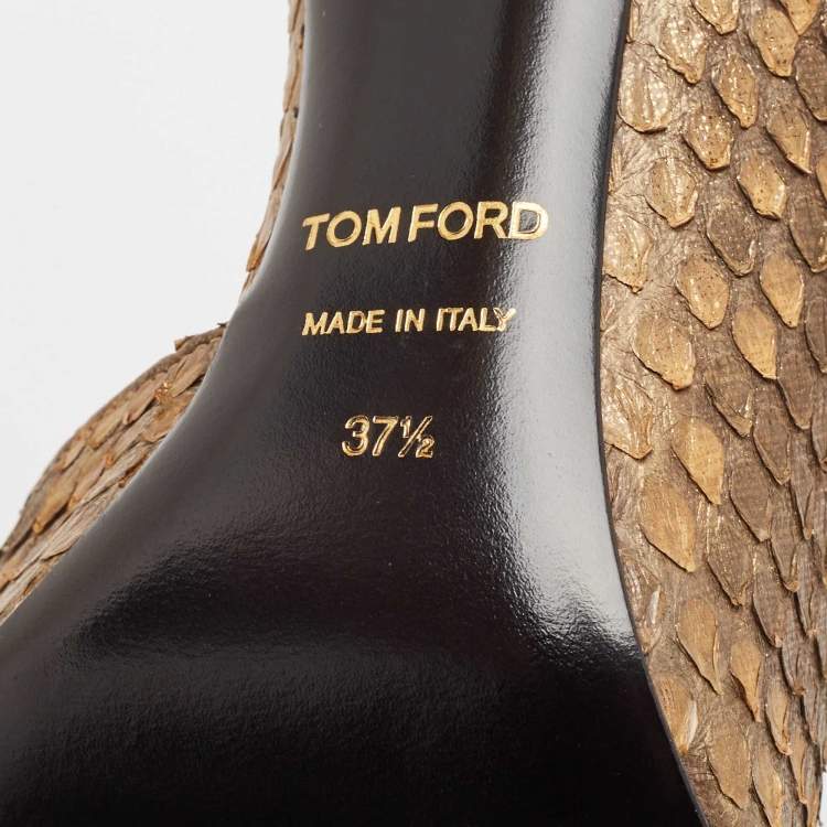 Pre Owned Tom Ford Brown Python Leather D'orsay Pumps Size 37.5