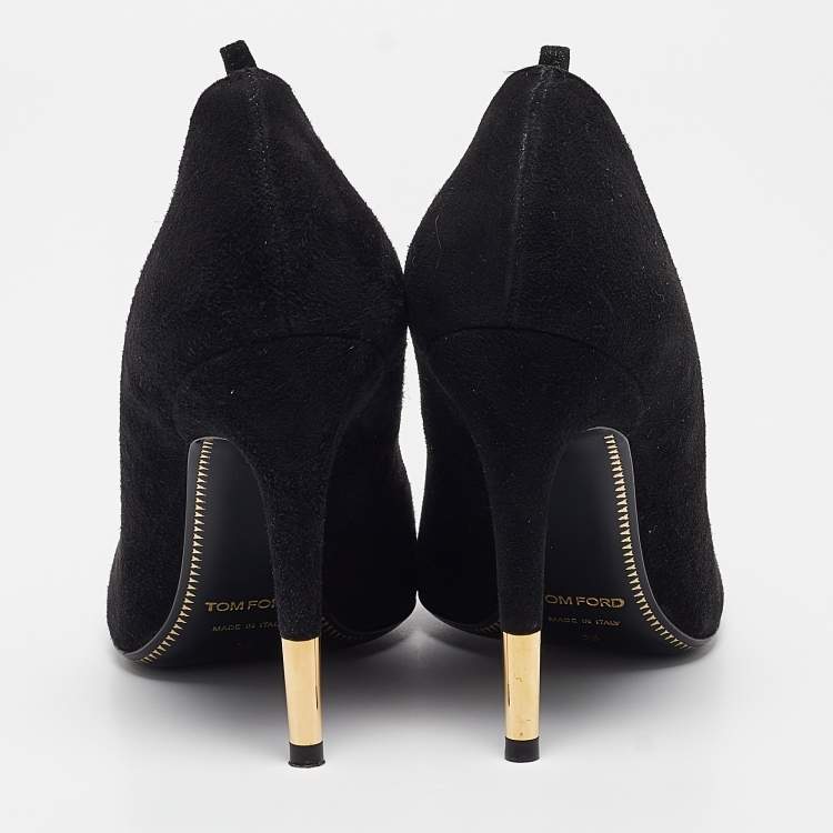 Pre Owned Tom Ford Black Suede Padlock Pumps Size 35