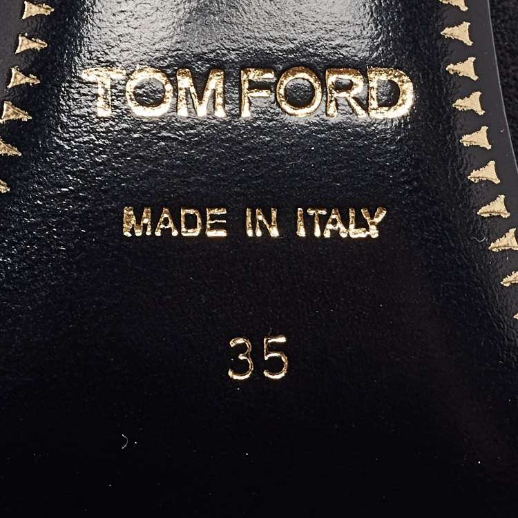Pre Owned Tom Ford Black Suede Padlock Pumps Size 35