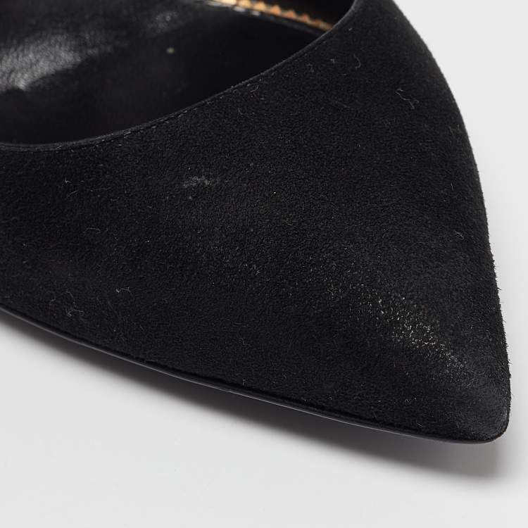 Pre Owned Tom Ford Black Suede Padlock Pumps Size 35