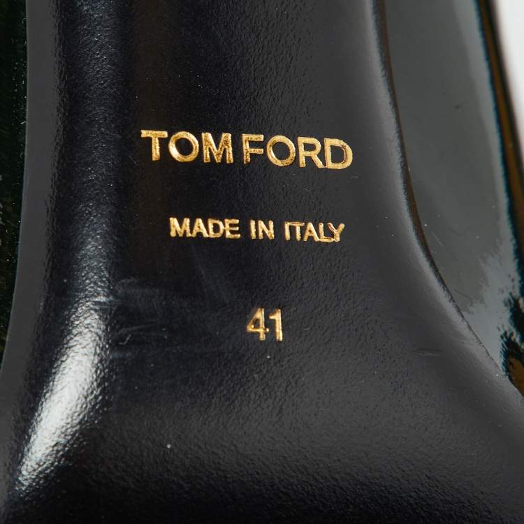 Pre Owned Tom Ford Green Patent Leather Pointed Toe Pumps Size 41