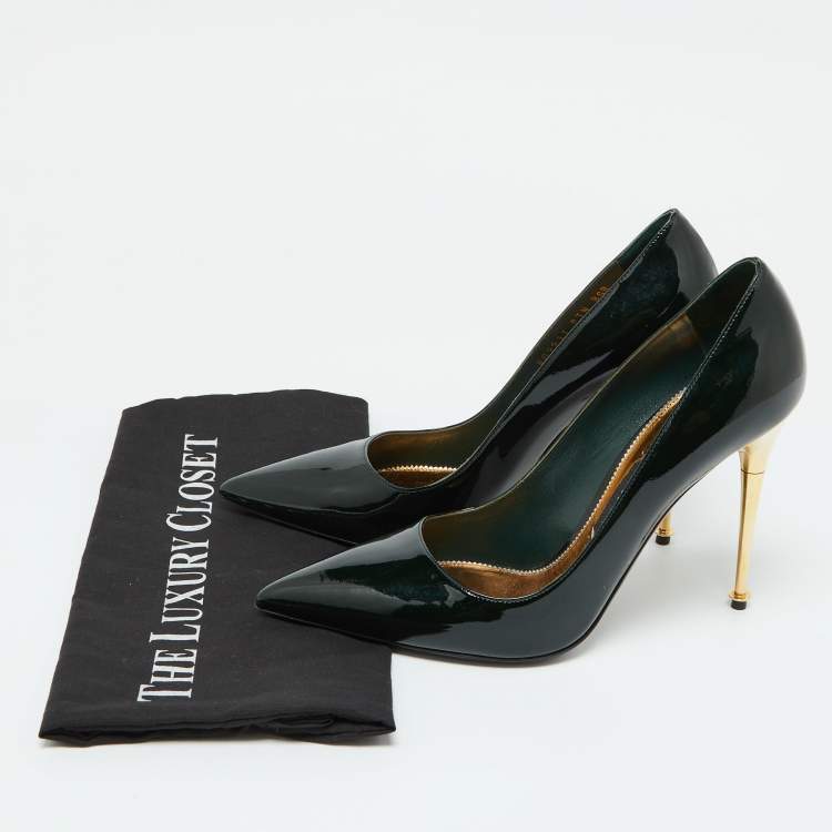 Pre Owned Tom Ford Green Patent Leather Pointed Toe Pumps Size 41