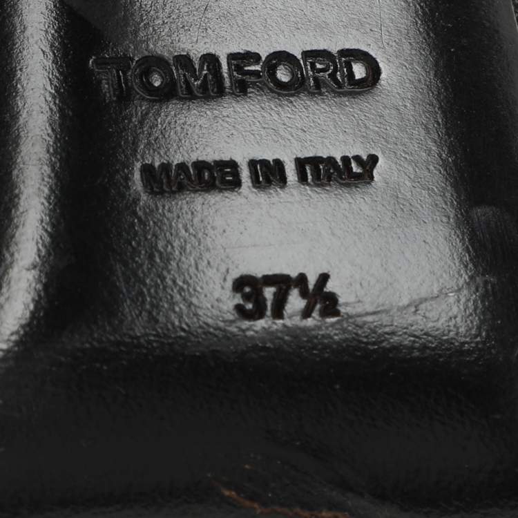 Pre Owned Tom Ford Black Lurex Fabric Platform Ankle Strap Pumps Size 37.5