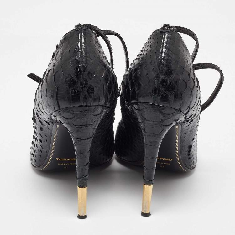 Pre Owned Tom Ford Black Python Leather Padlock Pumps Size 41