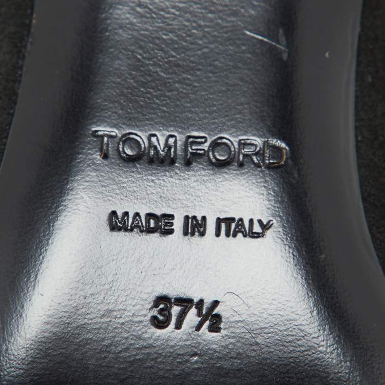 Pre Owned Tom Ford Black Suede Padlock Slingback Pumps Size 37.5