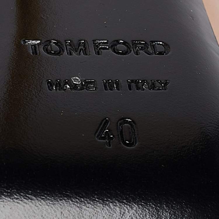 Pre Owned Tom Ford Beige Leather Padlock Ankle Wrap Pumps Size 40