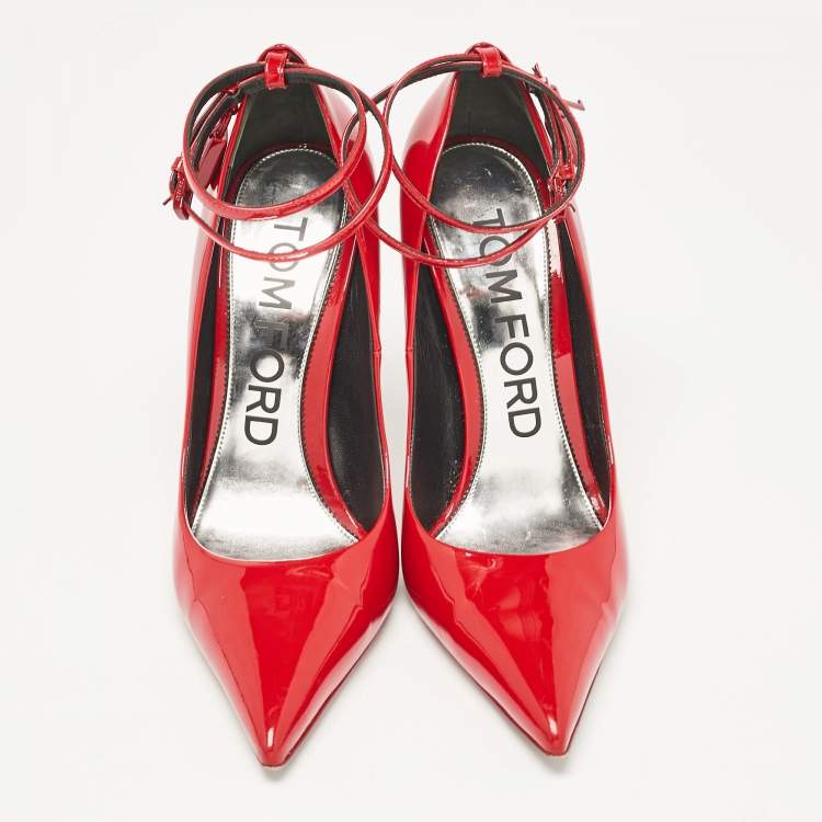 Pre Owned Tom Ford Red Patent Leather Padlock Pumps Size 42