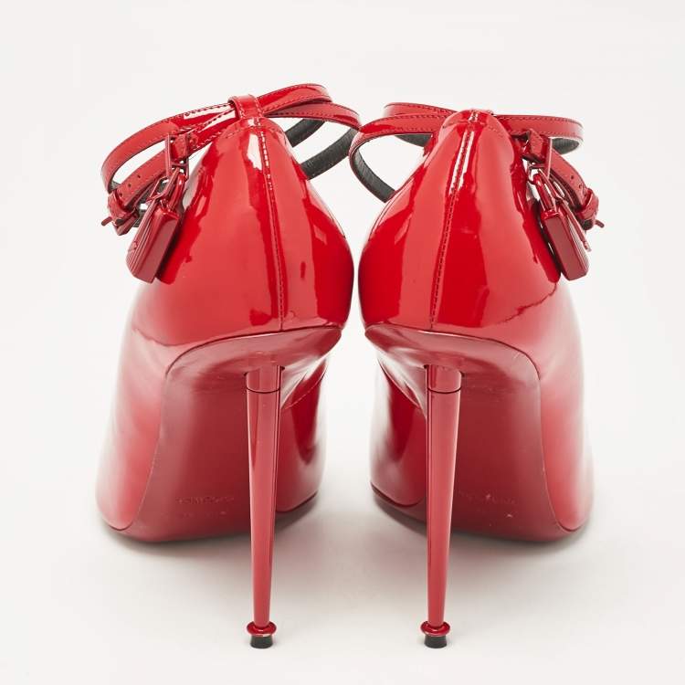 Pre Owned Tom Ford Red Patent Leather Padlock Pumps Size 42