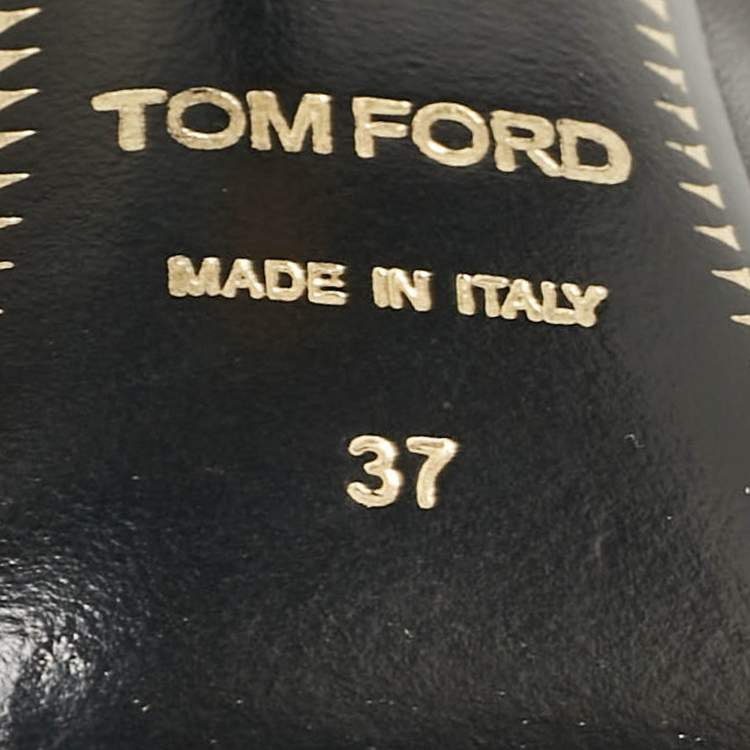 Pre Owned Tom Ford Black Leather Padlock Ankle Wrap Pumps Size 37