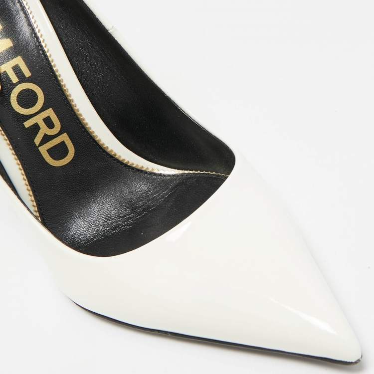 Pre Owned Tom Ford Off White Patent Leather Pointed Toe Pumps Size 39