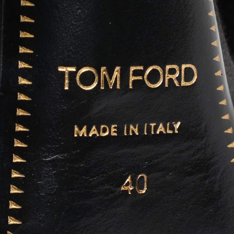 Pre Owned Tom Ford Black Velvet Peep Toe Pumps Size 40