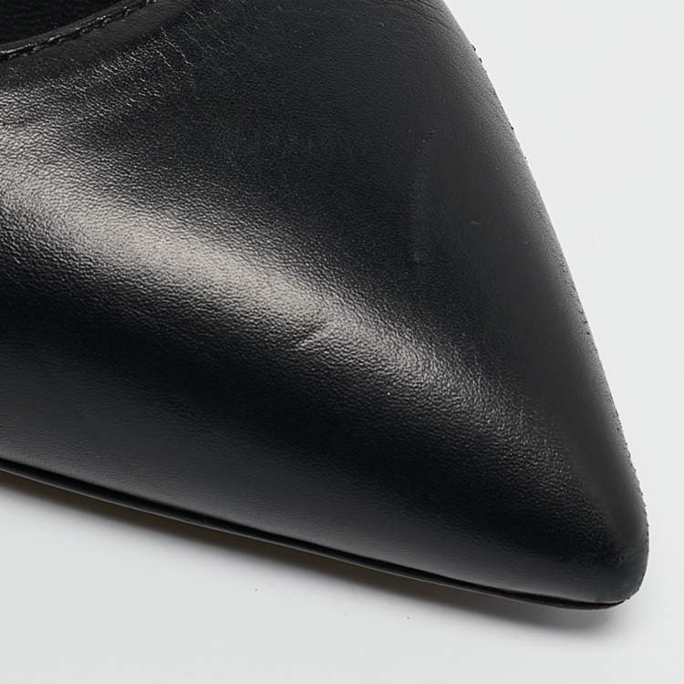 Pre Owned Tom Ford Black Leather Padlock Ankle Wrap Pumps Size 40