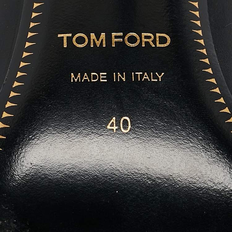 Pre Owned Tom Ford Black Leather Padlock Ankle Wrap Pumps Size 40