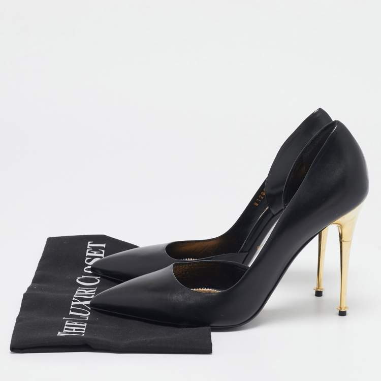 Pre Owned Tom Ford Black Leather Pointed Toe D'Orsay Pumps Size 40