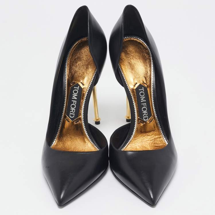 Pre Owned Tom Ford Black Leather Pointed Toe D'Orsay Pumps Size 40