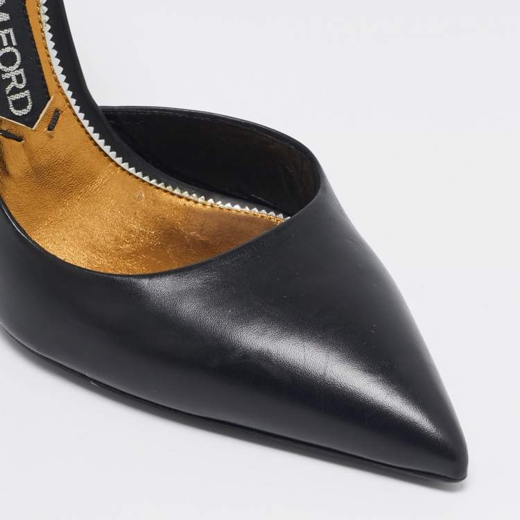 Pre Owned Tom Ford Black Leather Pointed Toe D'Orsay Pumps Size 40