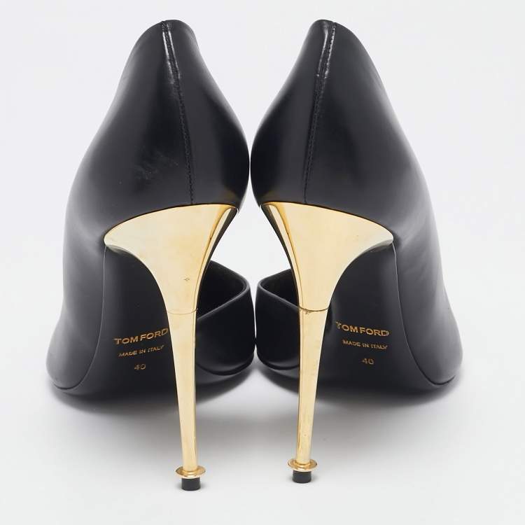 Pre Owned Tom Ford Black Leather Pointed Toe D'Orsay Pumps Size 40