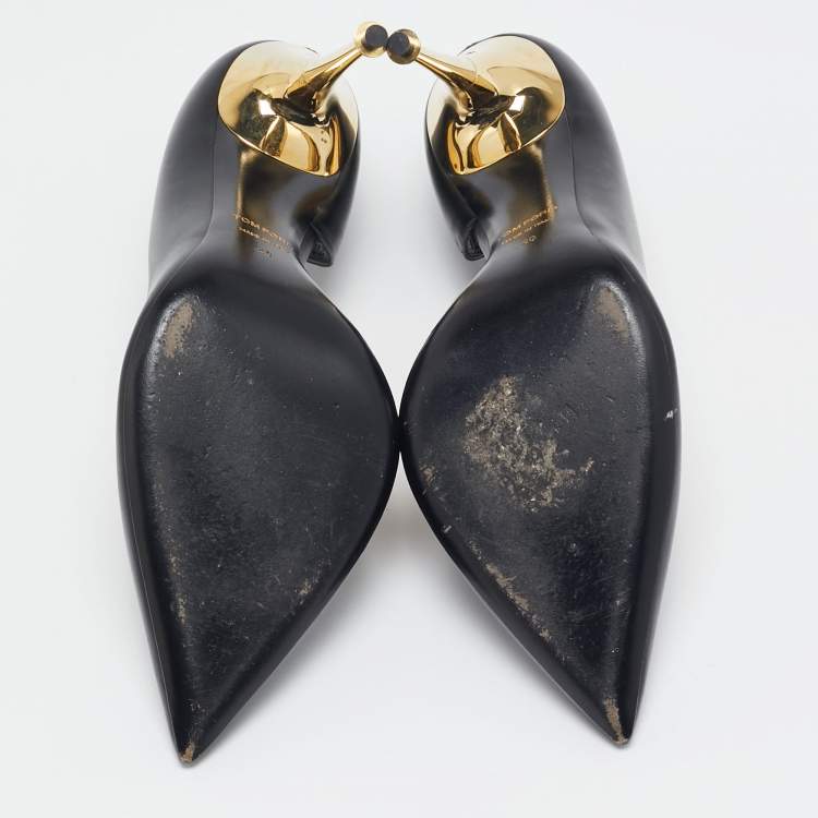 Pre Owned Tom Ford Black Leather Pointed Toe D'Orsay Pumps Size 40