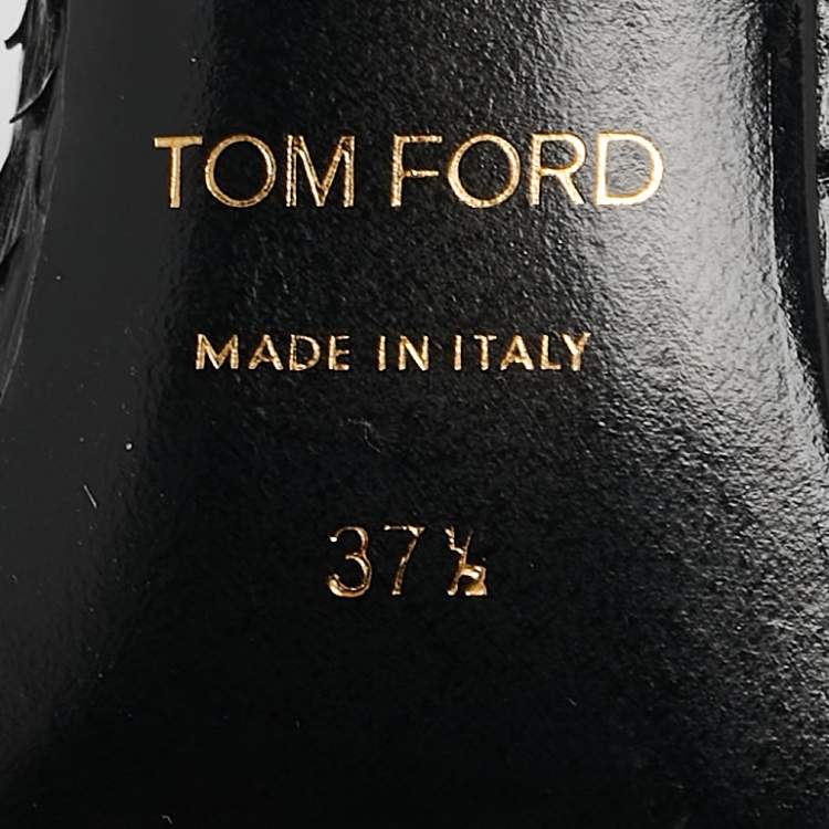Pre Owned Tom Ford Black Python Leather Strappy Sandals Size 37.5