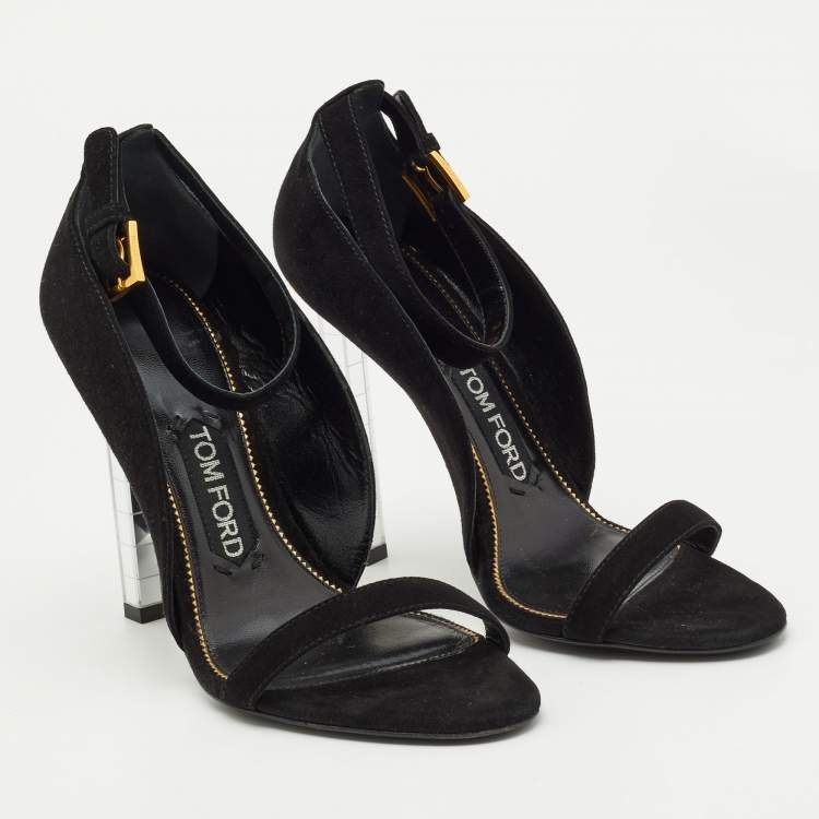 Pre Owned Tom Ford Black Suede Ankle Strap Sandals Size 37