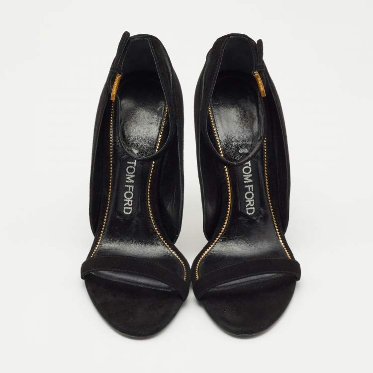 Pre Owned Tom Ford Black Suede Ankle Strap Sandals Size 37